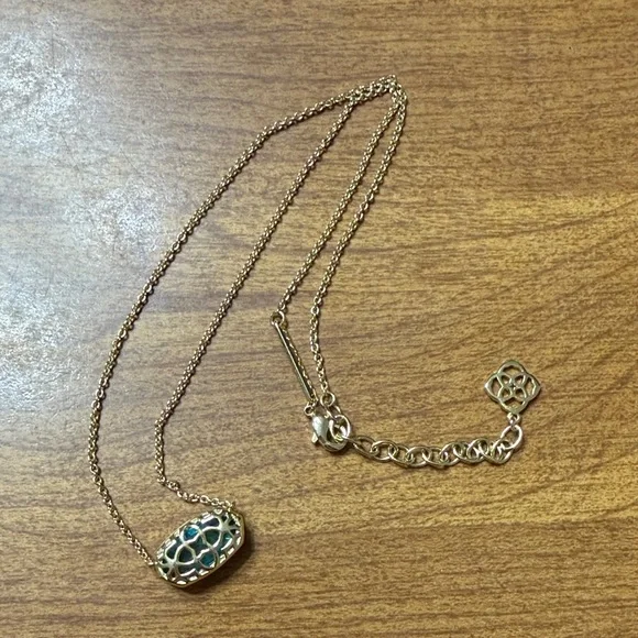 Kendra Scott Gold Necklace with Teal Stone - Picture 3 of 4